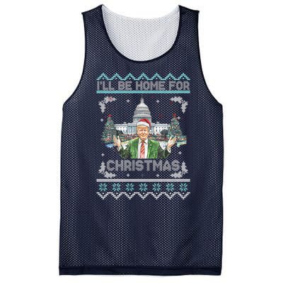 I Will Be Home For Christmas Donald Trump 47th President Ugly Christmas Mesh Reversible Basketball Jersey Tank