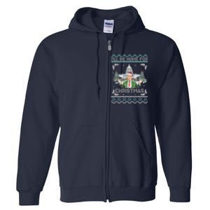 I Will Be Home For Christmas Donald Trump 47th President Ugly Christmas Full Zip Hoodie