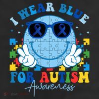 I Wear Blue For Autism Awareness Month Smile Face Peace Puzzle Trucker Hat