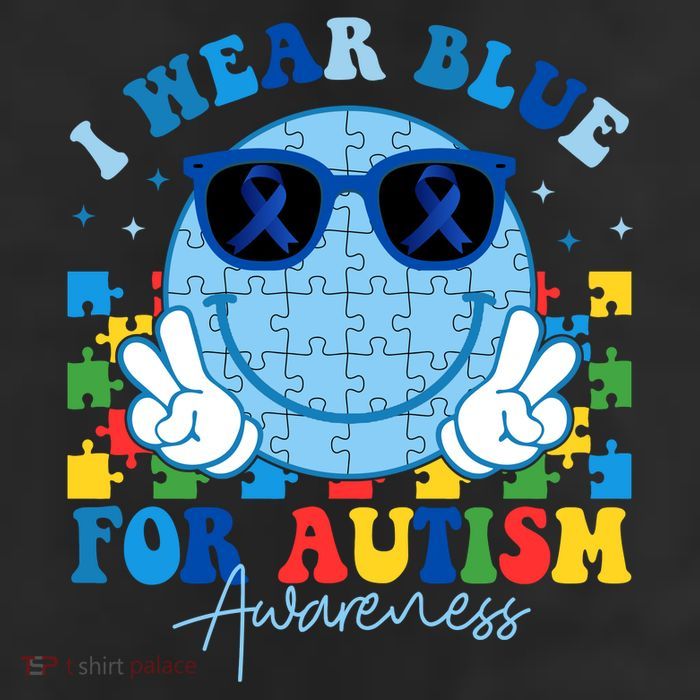I Wear Blue For Autism Awareness Month Smile Face Peace Puzzle Trucker Hat