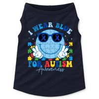 I Wear Blue For Autism Awareness Month Smile Face Peace Puzzle Doggie Tank