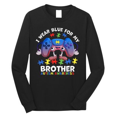 I Wear Blue For My Brother Autism Awareness Video Game Long Sleeve Shirt