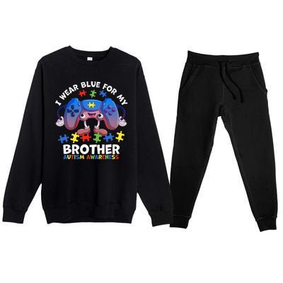 I Wear Blue For My Brother Autism Awareness Video Game Premium Crewneck Sweatsuit Set