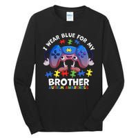 I Wear Blue For My Brother Autism Awareness Video Game Tall Long Sleeve T-Shirt