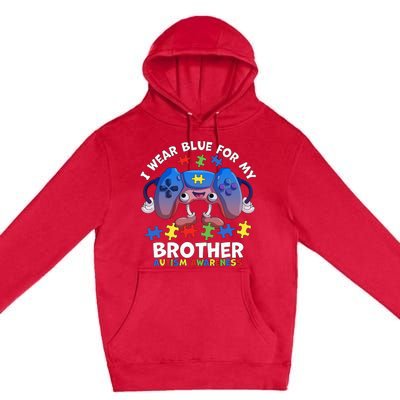 I Wear Blue For My Brother Autism Awareness Video Game Premium Pullover Hoodie