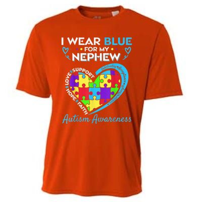 I Wear Blue For My Nephew Autism Awareness Uncle Aunt Cooling Performance Crew T-Shirt