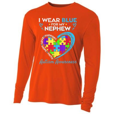 I Wear Blue For My Nephew Autism Awareness Uncle Aunt Cooling Performance Long Sleeve Crew