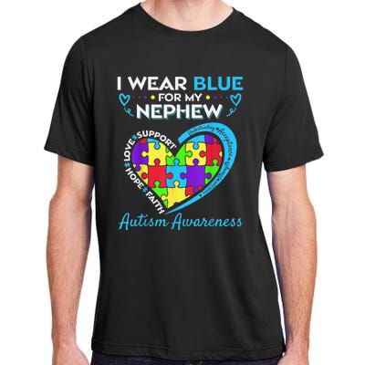 I Wear Blue For My Nephew Autism Awareness Uncle Aunt Adult ChromaSoft Performance T-Shirt