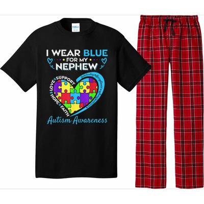 I Wear Blue For My Nephew Autism Awareness Uncle Aunt Pajama Set