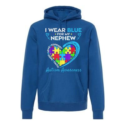 I Wear Blue For My Nephew Autism Awareness Uncle Aunt Premium Hoodie