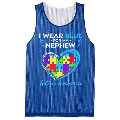 I Wear Blue For My Nephew Autism Awareness Uncle Aunt Mesh Reversible Basketball Jersey Tank