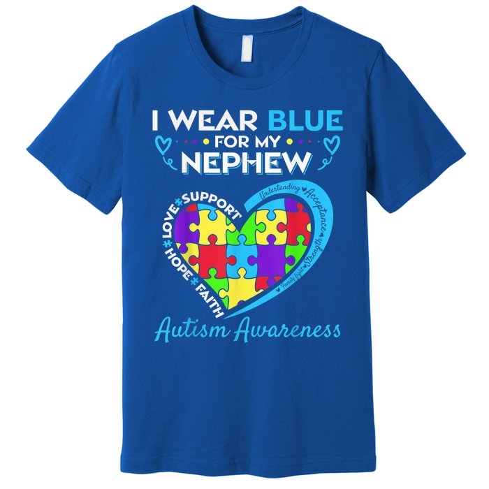 I Wear Blue For My Nephew Autism Awareness Uncle Aunt Premium T-Shirt