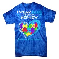 I Wear Blue For My Nephew Autism Awareness Uncle Aunt Tie-Dye T-Shirt