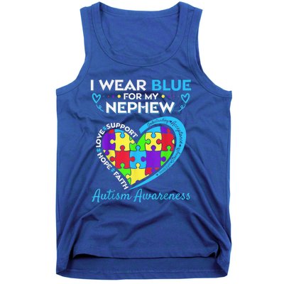 I Wear Blue For My Nephew Autism Awareness Uncle Aunt Tank Top