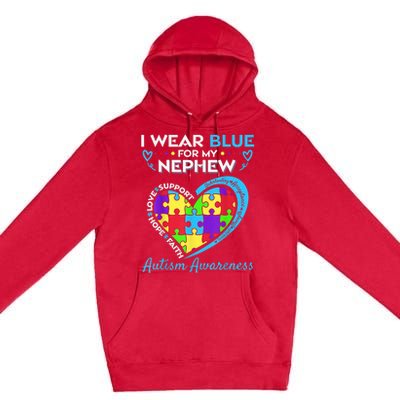 I Wear Blue For My Nephew Autism Awareness Uncle Aunt Premium Pullover Hoodie