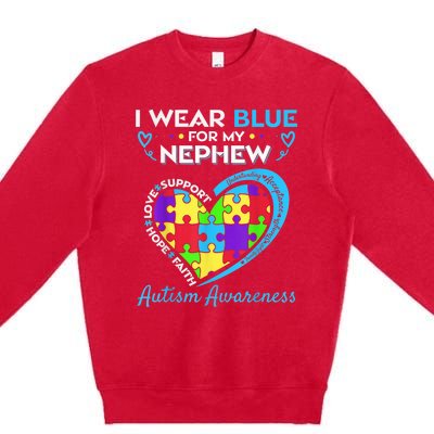 I Wear Blue For My Nephew Autism Awareness Uncle Aunt Premium Crewneck Sweatshirt