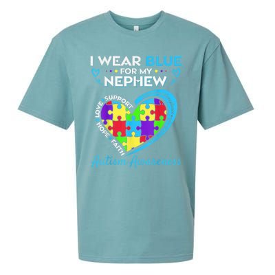 I Wear Blue For My Nephew Autism Awareness Uncle Aunt Sueded Cloud Jersey T-Shirt