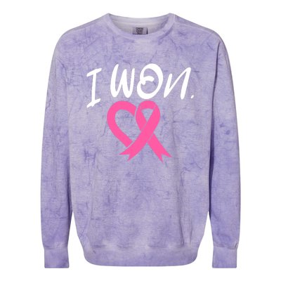 I Won Breast Cancer Awareness Support Pink Ribbon Survivor C Colorblast Crewneck Sweatshirt