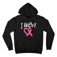 I Won Breast Cancer Awareness Support Pink Ribbon Survivor C Hoodie