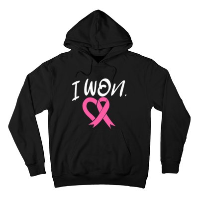 I Won Breast Cancer Awareness Support Pink Ribbon Survivor C Hoodie