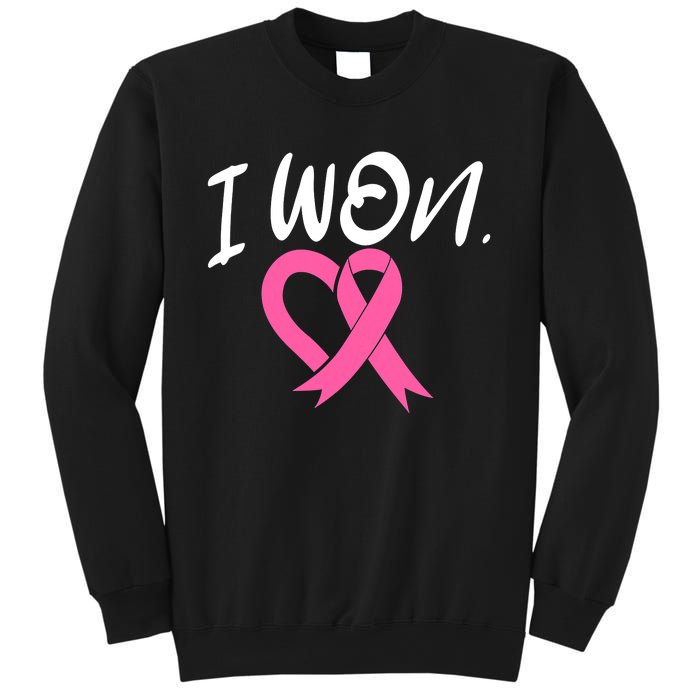 I Won Breast Cancer Awareness Support Pink Ribbon Survivor C Sweatshirt