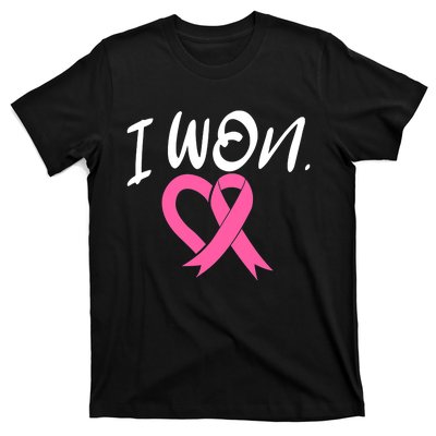 I Won Breast Cancer Awareness Support Pink Ribbon Survivor C T-Shirt