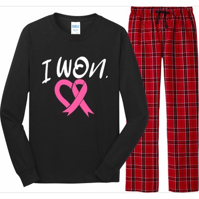 I Won Breast Cancer Awareness Support Pink Ribbon Survivor C Long Sleeve Pajama Set