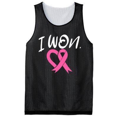 I Won Breast Cancer Awareness Support Pink Ribbon Survivor C Mesh Reversible Basketball Jersey Tank