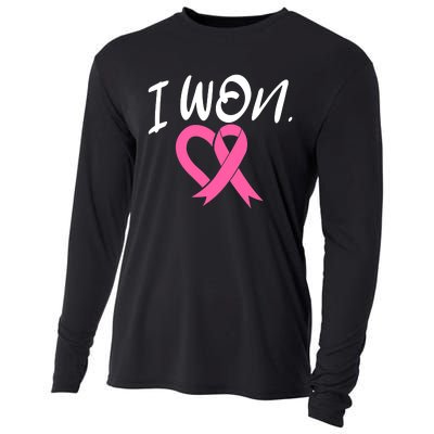 I Won Breast Cancer Awareness Support Pink Ribbon Survivor C Cooling Performance Long Sleeve Crew