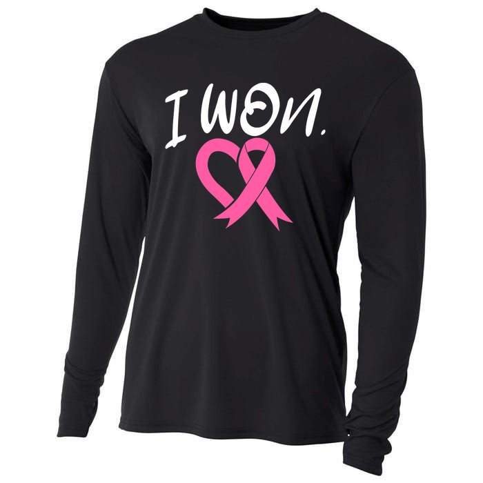 I Won Breast Cancer Awareness Support Pink Ribbon Survivor C Cooling Performance Long Sleeve Crew