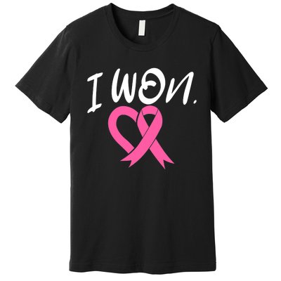 I Won Breast Cancer Awareness Support Pink Ribbon Survivor C Premium T-Shirt