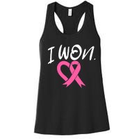 I Won Breast Cancer Awareness Support Pink Ribbon Survivor C Women's Racerback Tank