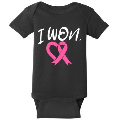 I Won Breast Cancer Awareness Support Pink Ribbon Survivor C Baby Bodysuit