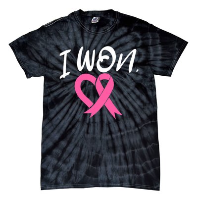 I Won Breast Cancer Awareness Support Pink Ribbon Survivor C Tie-Dye T-Shirt