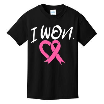 I Won Breast Cancer Awareness Support Pink Ribbon Survivor C Kids T-Shirt