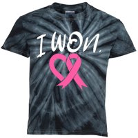 I Won Breast Cancer Awareness Support Pink Ribbon Survivor C Kids Tie-Dye T-Shirt