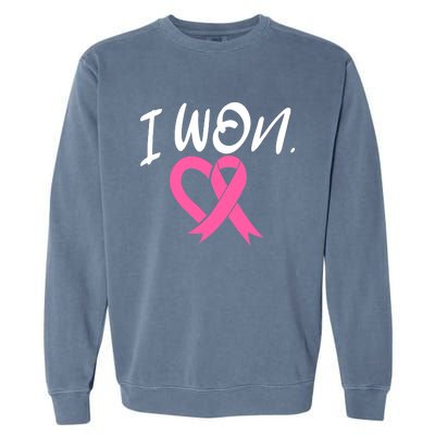 I Won Breast Cancer Awareness Support Pink Ribbon Survivor C Garment-Dyed Sweatshirt