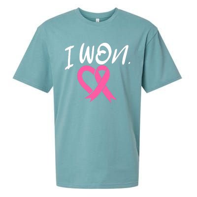 I Won Breast Cancer Awareness Support Pink Ribbon Survivor C Sueded Cloud Jersey T-Shirt