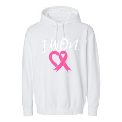 I Won Breast Cancer Awareness Support Pink Ribbon Survivor C Garment-Dyed Fleece Hoodie