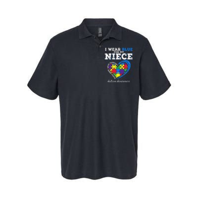 I Wear Blue For My Niece Aunt Uncle Autism Awareness Softstyle Adult Sport Polo