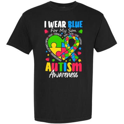 I Wear Blue For my son Autism Awareness men women kids mom Garment-Dyed Heavyweight T-Shirt