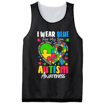 I Wear Blue For my son Autism Awareness men women kids mom Mesh Reversible Basketball Jersey Tank