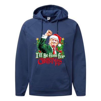 I Will Be Home For Christmas Trump Santa Xmas 2024 Funny Gift Performance Fleece Hoodie