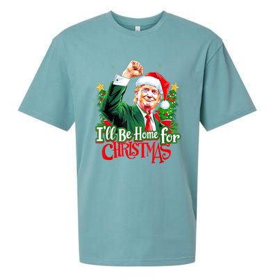 I Will Be Home For Christmas Trump Santa Xmas 2024 Funny Gift Sueded Cloud Jersey T-Shirt