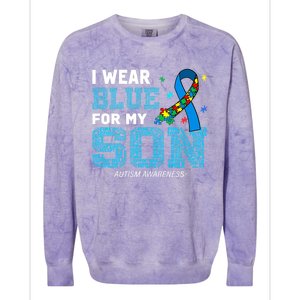 I Wear Blue For My Son Autism Awareness Month Colorblast Crewneck Sweatshirt