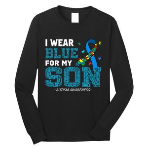 I Wear Blue For My Son Autism Awareness Month Long Sleeve Shirt