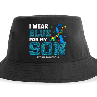 I Wear Blue For My Son Autism Awareness Month Sustainable Bucket Hat