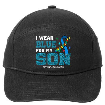 I Wear Blue For My Son Autism Awareness Month 7-Panel Snapback Hat