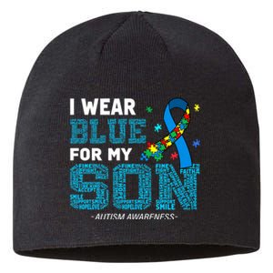 I Wear Blue For My Son Autism Awareness Month Sustainable Beanie