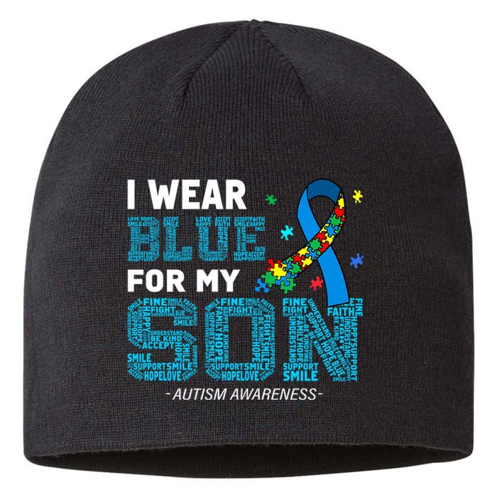 I Wear Blue For My Son Autism Awareness Month Sustainable Beanie